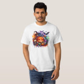 Halloween Day - Pumpkin en heks grappig T-shirt (Voorkant volledig)