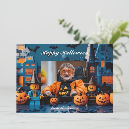 Halloween de "Brick-or-Treat" Kaart (Staand voorkant)