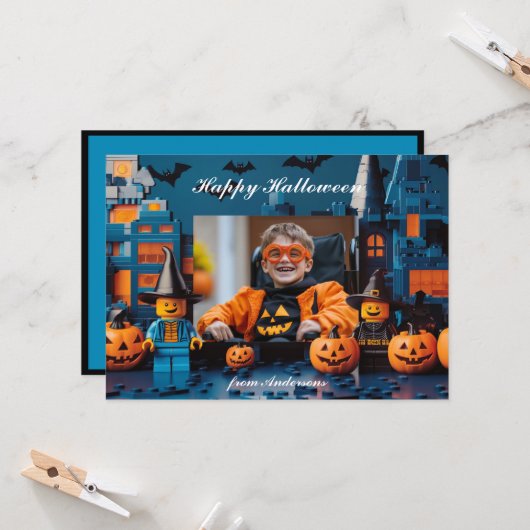 Halloween de "Brick-or-Treat" Kaart (Voorkant / Achterkant in situ)