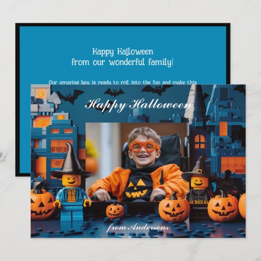 Halloween de "Brick-or-Treat" Kaart (Voorkant / Achterkant)