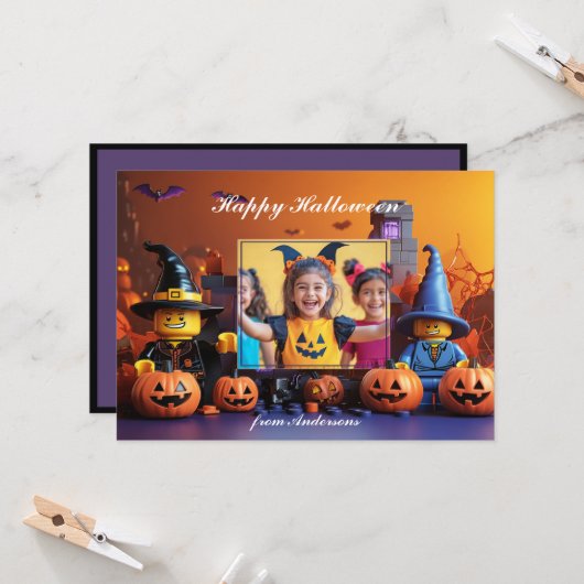 Halloween de "Brick-or-Treat" Kaart (Voorkant / Achterkant in situ)