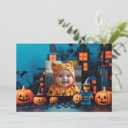 Halloween de "Brick-or-Treat" Kaart (Staand voorkant)