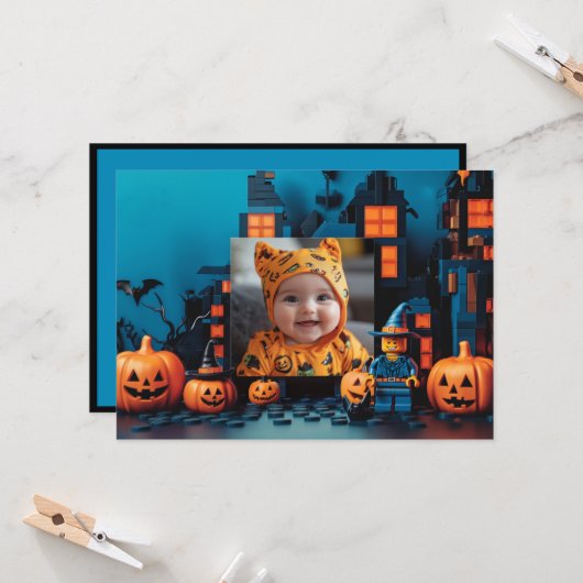 Halloween de "Brick-or-Treat" Kaart (Voorkant / Achterkant in situ)