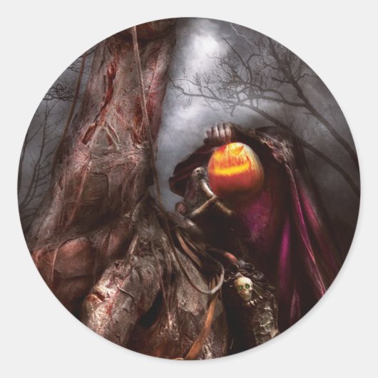 Halloween - de headless Horseman Ronde Sticker (Voorkant)