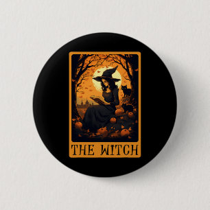 Halloween De Heks Tarot Kaart Lezing Fal Ronde Button 5,7 Cm