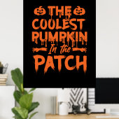 Halloween de koelste pompoen in de flarden poster (Thuiskantoor)