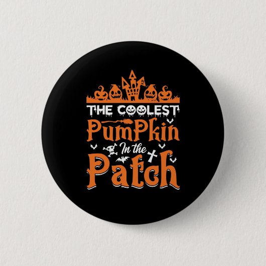 Halloween de koelste pompoen in de flarden ronde button 5,7 cm (Voorkant)