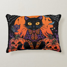 Halloween,De Rondwarmer van de Pompoenplek,Zwarte Accent Kussen