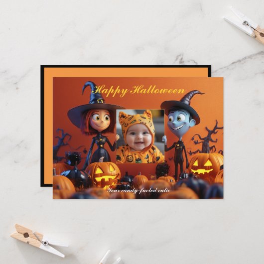 Halloween: de spookachtige Snap-O-Lantern Kaart (Voorkant / Achterkant in situ)