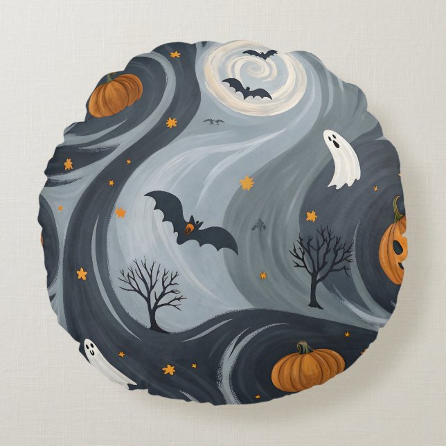 Halloween Death Night Rond Kussen (Voorkant)