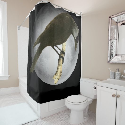Halloween Decor-De Maan Raven Douchegordijn (In situ)