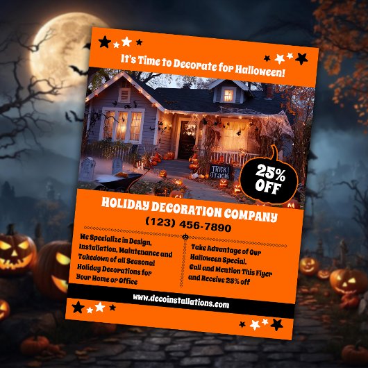 Halloween decoratie bedrijf flyer