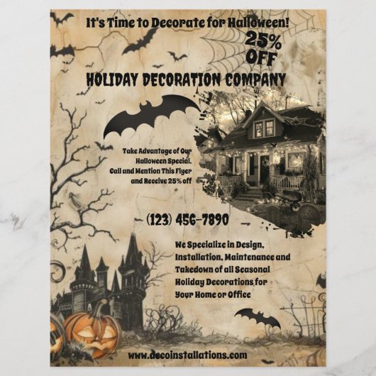 Halloween decoratie bedrijf flyer (Voorkant)