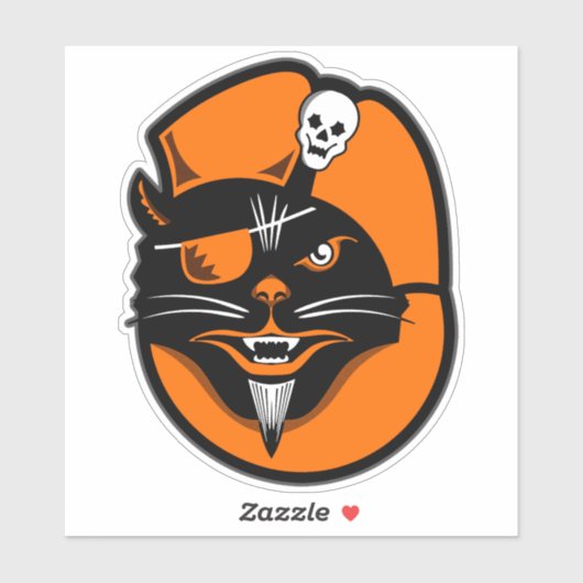  Halloween Decoratie Black Cat Pirate Sticker (Vel)