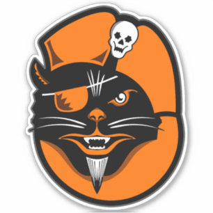  Halloween Decoratie Black Cat Pirate Sticker