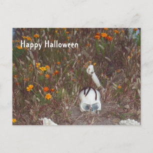 Halloween Decoratie Fake Skelet in Marigolds Briefkaart