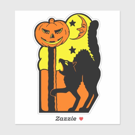  Halloween Decoratie Howling Black Cat Sticker (Vel)