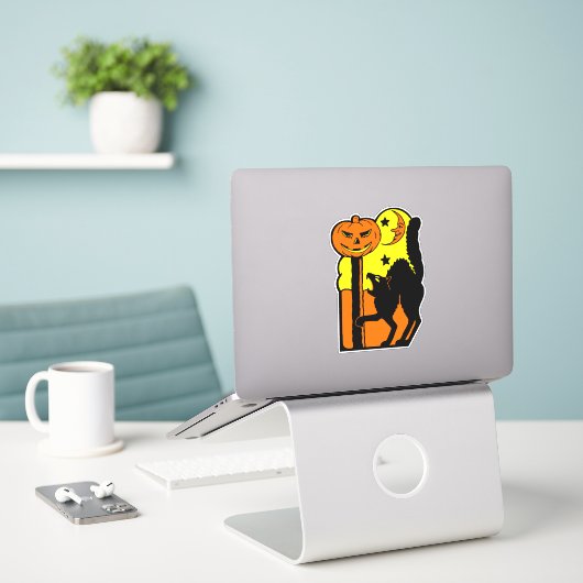  Halloween Decoratie Howling Black Cat Sticker (Laptop op bureau)