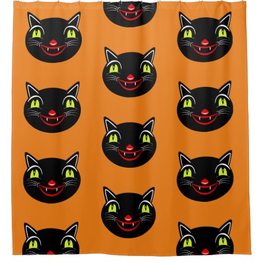  Halloween Decoratie Zwart Cat I Douchegordijn (Voorkant)