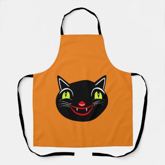 Halloween Decoratie Zwart Cat I Schort (Voorkant)