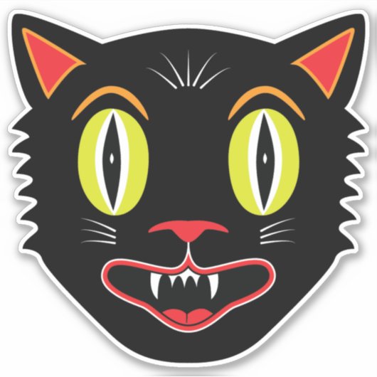  Halloween Decoratie Zwart Cat V Sticker (Voorkant)
