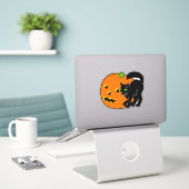  Halloween Decoratie Zwart Kat en Pompoen Sticker (Laptop op bureau)