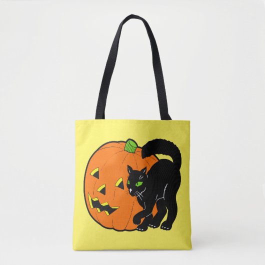  Halloween Decoratie Zwarte Kat Pompoen Tote Bag (Voorkant)