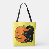  Halloween Decoratie Zwarte Kat Pompoen Tote Bag (Achterkant)