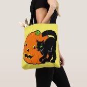  Halloween Decoratie Zwarte Kat Pompoen Tote Bag (Dichtbij)