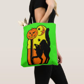 Halloween Decoratie Zwarte Kat Pompoen Tote Bag (Dichtbij)