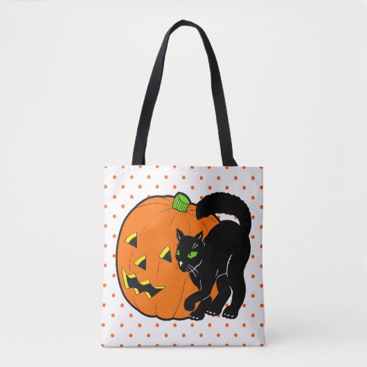  Halloween Decoratie Zwarte Kat Pompoen Tote Bag (Voorkant)