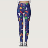 Halloween decoraties op Royal Blue Leggings (Voorkant)