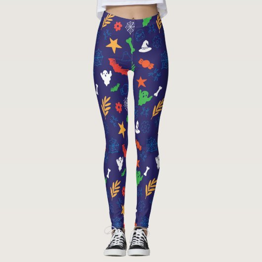 Halloween decoraties op Royal Blue Leggings (Voorkant)