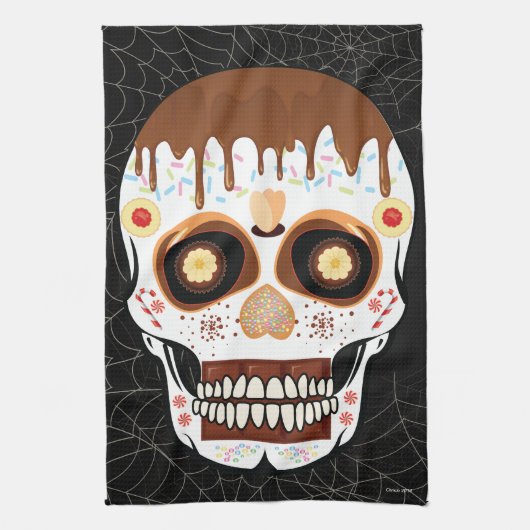 Halloween Decoration Sugar Skull Kitchen Towel Theedoek (Verticaal)