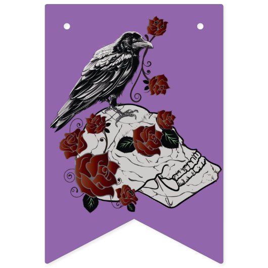 Halloween Decorations Raven, Rozen & Skull Vlaggetjes (Tweede vlag)