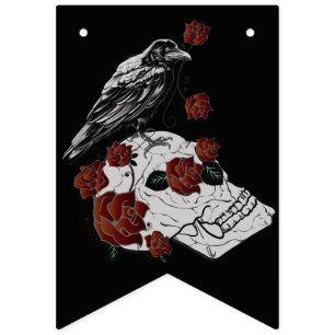 Halloween Decorations Raven, Rozen & Skull Vlaggetjes
