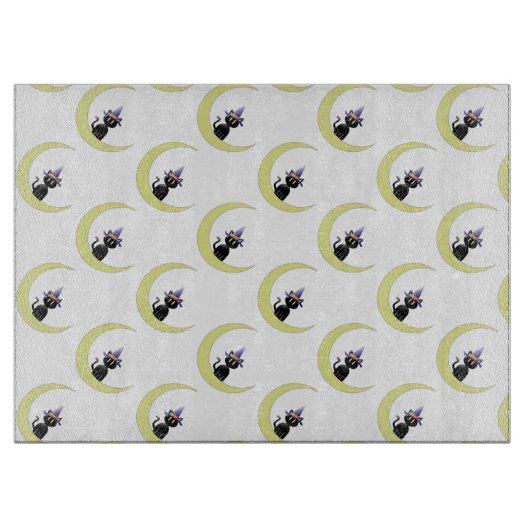 Halloween Decorative Glass Cutting Board/Black cat Snijplank (Voorkant)