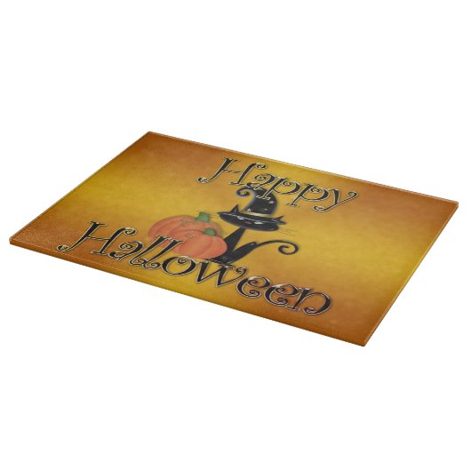 Halloween decorative Glass Cutting Board/Black Cat Snijplank (Hoek)