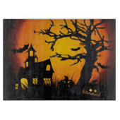 Halloween decorative Glass Cutting Board/Haunted Snijplank (Voorkant)