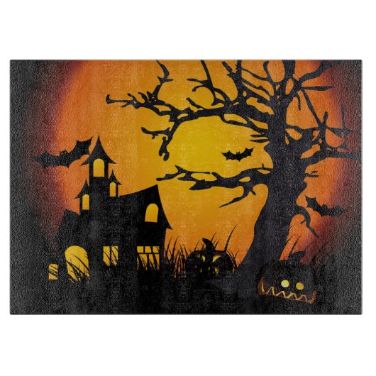 Halloween decorative Glass Cutting Board/Haunted Snijplank (Voorkant)