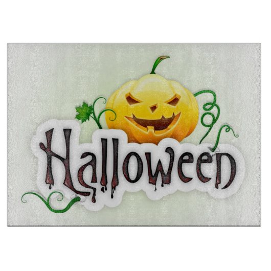 Halloween Decorative Glass Cutting Board/Pumpkin Snijplank (Voorkant)