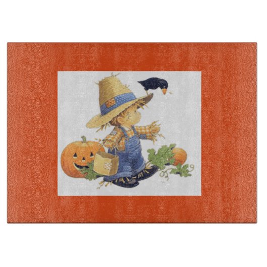 Halloween Decorative Glass Cutting Board/Scarecrow Snijplank (Voorkant)