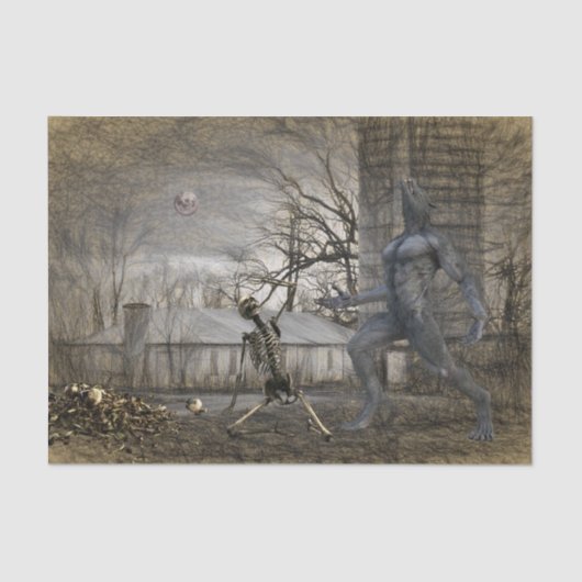 Halloween Decoupage Werewolf Skeleton Tissuepapier (Voorkant)