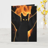 Halloween Demon Cat Kaart (Gele Bloem)