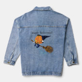 Halloween Denim Jas Grappige Heks Pompoen Vliegen Jacket (Achterkant)