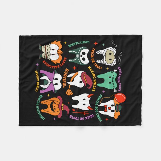 Halloween Dental Boo Crew Dentist Costume Teeth Wo Fleece Deken (Voorkant (Horizontaal))