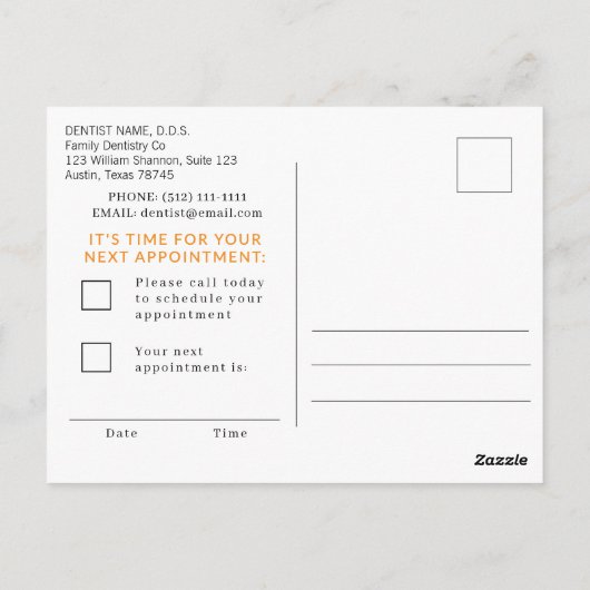 Halloween Dentist Appointment Postcard Briefkaart (Achterkant)