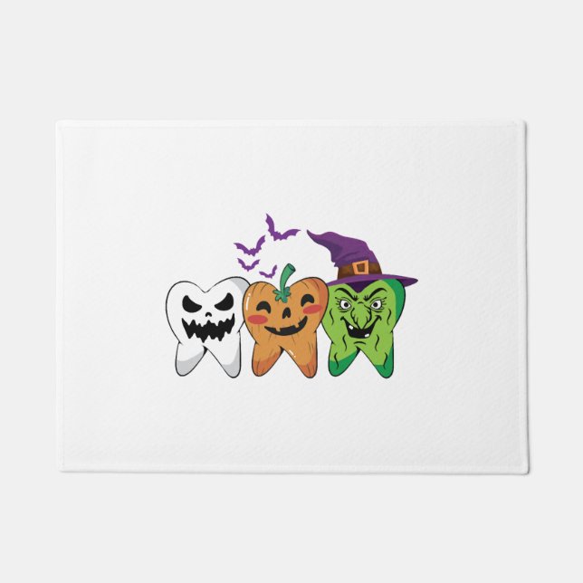 Halloween Dentist Teeth Ghost Pumpkin Witch Deurmat (Voorkant)