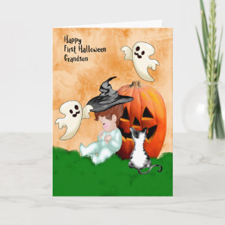Halloween Design for Grandson with Pumpkin Kaart