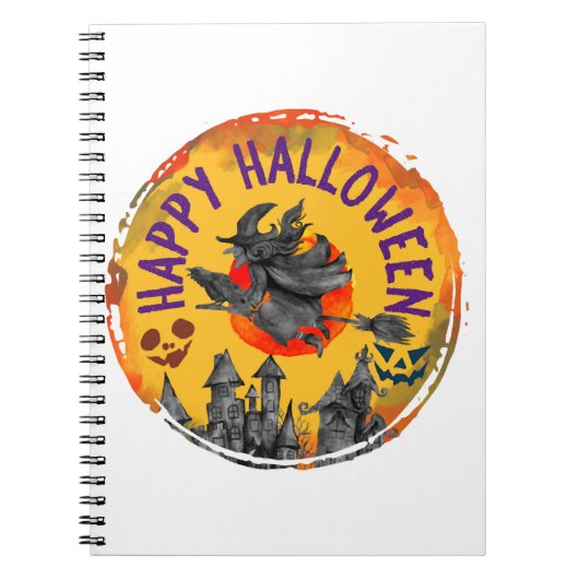 Halloween Design Happy Halloween Witch Notitieboek (Voorkant)